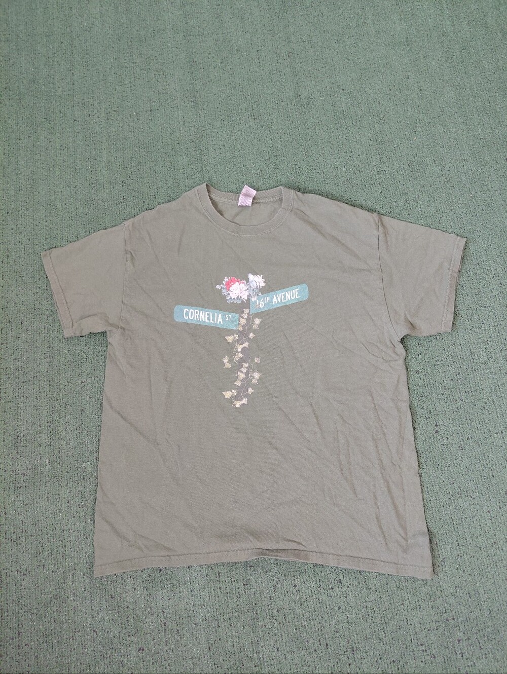 Taylor Swift Cornelia Street & 6th Avenue Street Merch Music Olive Green T Shirt